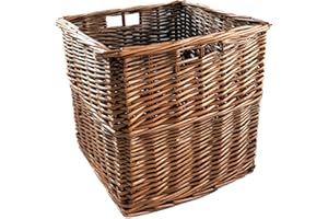 Arthur Cameron - Wicker Storage Cube with Built-in Handles - 32 x 32 x 31 cm - Cube Storage Unit, Perfect for Bedroom or Living Room - Wicker Box, Kallax Basket, Storage Basket (Distilled Brown)
