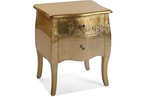 VERSA Cagliari Comodino Tavolino o ausiliario per la Camera da Letto o Il Soggiorno Cassettiera, con 2 cassetti, Misure (A x L x l) 60 x 39 x 50 cm, Legno, Colore Dorato