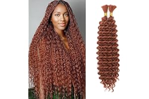 CAZSYSDD Deep Wave Bulk Hair for Braiding 18 inch No Weft Deep Wave Bundles Curly Braiding Hair Extensions for Boho Braids and Wavy Braiding 2 Braids Per Pack (350#, 18inch (1pack))