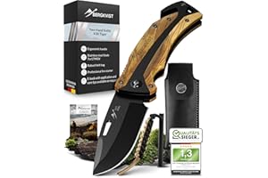 BERGKVIST K30 Tiger Cuchillo Plegable (navaja de dos manos) - Navaja de bolsillo 3 en 1 con rompecristales y cortacinturones para exteriores y supervivencia