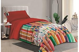 il dolce stile della tua casa copriletto trapuntato multicolor 100 grammi cameretta bambino/a matite colorate crayon piazza e mezza (matite piazza 1/2)