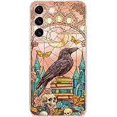 PrintiFy Samsung Galaxy S22 ile Uyumlu Vitray Bilge Kuzgun Tasarımlı Şeffaf Silikon Kılıf