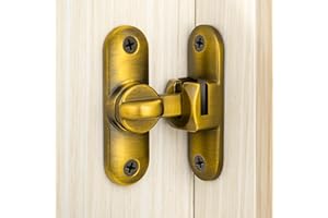 Heveer Zamek do drzwi przesuwnych, rygiel do drzwi przesuwnych, 90/180 stopni, zamek ryglowy do stodoły, drzwi przesuwnych, ogrodu, kuchni, okna, mosiądz