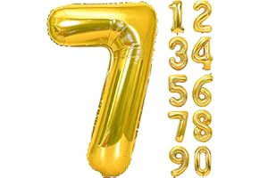 JARTTY Palloncino Numero 7 Oro (102cm), Palloncini Compleanno 7 Anni, Numeri Gonfiabili Compleanno Grandi, Palloncino Numero Foil Gigante