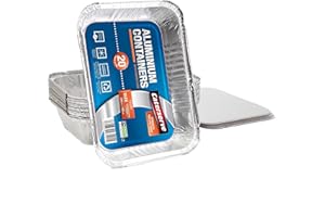 Caterserve 20 Aluminum Foil Trays with Lids 1800ml - Ideal for Food Storage, Roasting Tin, Baking Tins, Baking Trays, Oven Tray, Roasting Tin, and Disposable BBQ Containers
