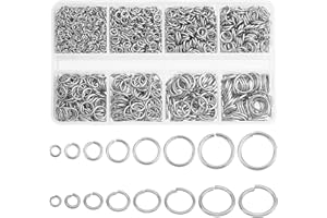 PH PandaHall Anneau Ouvert Acier Inoxydable, 2280pcs 8 tailles O Anneaux Fabrication de Bijoux Connecter Anneaux Dia pour Boucle D'Oreille Collier Bracelet Bricolage Réparation