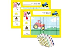 kids2learn Potty Training Reward Chart & Toilet Training Star Chart for Toddlers (TWIN PACK) with 270 Star Stickers Tractor Themed