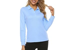 MoFiz Polo Femme Shirt Manches Longues Coton Sport Polo d'hiver Chaud Tennis Golf Tops