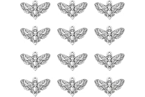 Ornazy Tibetan Skull Moth Charms - Antique Silver Gothic Butterfly & Insect Charms for Jewellery Making - Bulk Pack of 50