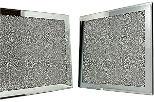 LondonMart Silver Crystal Crushed Diamond Filled Placemats - Rectangular Glass Crushed Plate Mirrored - Home Décor - Eye Catching Kitchen Display - Ideal to Gift.