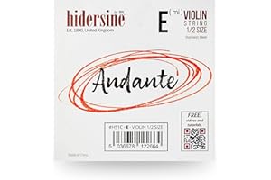 Hidersine Andante SINGLE E String for Violin 1/2 size. Steel Core string. Great tone and great value. Perfect for Students with half sized violins.