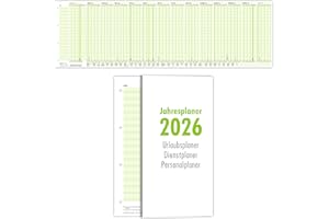 ‎PRIMUS-PRINT.DE Primus Print – 1x Jahresplaner Urlaubsplaner Personalplaner Dienstplaner 2026 – faltbar, gefalzt, gelocht im Format 980x297 mm – Wandkalender 14 Monate inkl. Ferien und Feiertage - 34 Mitarbeiter (1)