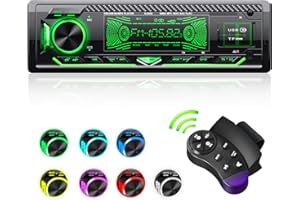 CENXINY Radio Coche Bluetooth, 1 DIN Universal 4X65W Autoradio Bluetooth Manos Libres Incorporado Micrófono Bluetooth 5.0, USB/TF/FM/AUX/WMA/WAV/MP3 Media Player Bass con 7 Luces de Colores