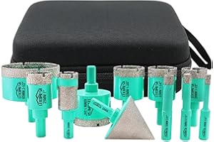 LEKOMESH Kit per sega a tazza per piastrelle (6/8/10/25/28/32/35/45/65 mm+punta per trapano da 20 mm + punta per smussatura da 50 mm) punte diamantate per porcellana, ceramica, marmo, mattoni, cemento