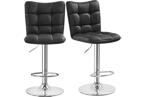 Yaheetech Juego de 2 Taburete de Bar Taburete de Altura Ajustable 92,5-113 cm Taburete Industrial Metal Silla de Cocina Tasburete Alto para Cocina Bar Comedor Negro