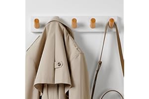 LARHN Perchero Pared Blanco con 5 Ganchos, 42cm - Colgador Pared, Percha, Percheros Modernos - Series 6