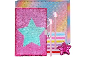 YANGTE Diario Segreto per Bambina Taccuino Magico con Paillettes Quaderno Reversibile e Penne Unicorno,Diario di Viaggio A5 Set Cancelleria Blocco Note per Adulti e Bambini, Regalo di compleanno per Ragazze