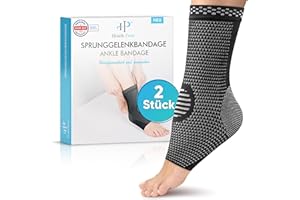Health Press® Sprunggelenkbandage – Professionelle Stützstrümpfe – Entlastung & Stabilisierung des Sprunggelenks – 2x Fußbandage, Gr. M – Medizinprodukt – Stützende Knöchelbandage – Kompressionssocken