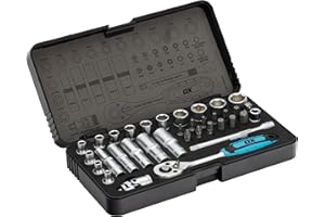 OX Trade Zestaw kluczy nasadowych 1/10.2 cm, metryczny zestaw nasadek udarowych z uchwytem grzechotkowym 72T, przedłużeniem, uniwersalne przeguby do samochodu, roweru, naprawy gospodarstwa domowego