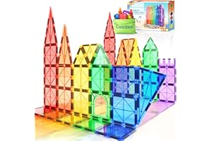 Coodoo Magnetic Tiles Kids STEM Magnet Toys for Toddler Magnetic Blocks Building Preschool Learning Sensory Montessori Toys for 3+ Year Old Boys and Girls, Safe Creativity Toddler Kids