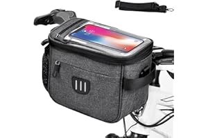 CHENEVER Borsa da Manubrio della Bicicletta con Adattatore, Impermeabile, Con Tasca in Rete, Touchscreen, Borsa da Cestino per Mountain Bike