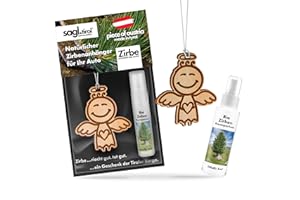 ‎SAGL.TIROL HOLZMANUFAKTUR sagl.tirol Auto Duft aus Zirben Holz [100% Bio] inkl. Zirben Raum Parfüm 5ml I verschiedene Motive I natürlicher Auto Duftbaum I Auto Duft Innenraum I Auto Lufterfrischer I Autoduft I Schutzengelchen