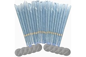 LEIKAIHUA 20pcs Ear Candles, Ear Candle Set with Natural Organic Beeswax (drip Protection Tray 10pcs), Ear Candle kit, for Health Care of Blocked Ears (Blue)