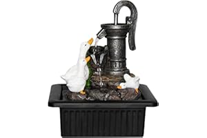 Creative Touch Fountain Edition Jemima Water Fountain with LED Light | Size 21 * 17.5 * 25 Cm | Dual USB & 3 Pin UK Plug Included