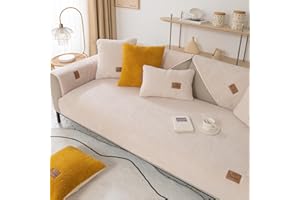 Yidaxing Sofabezug Samt 1 2 3 4 Sitzer, Weicher Couchbezug L Form, Anti-rutsch Sofaüberwurf, Cuddly Sofahusse Sofa überzug Ecksofa, Sofaschoner für Hunde(Beige,90x210cm)
