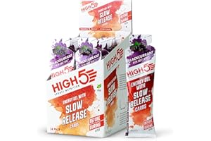 HIGH5 Slow Release Energy Gels - Low Gi Sports Gel with Ocean Minerals - Easy Digest & Natural Fruit Juice - Slow Release Energy Supply for Running, Cycling and Endurance (Blackcurrant, 14 x 62g)