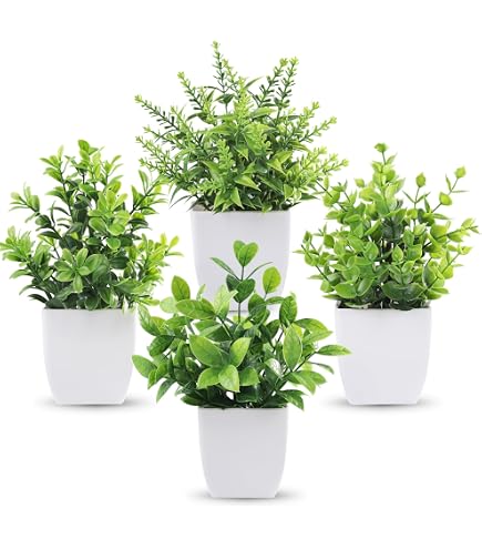 BTSD-home Confezione da 4 piante finte da appendere, edera in vaso