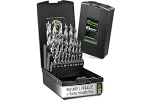 Pinava® Holzbohrer Set 1-13mm [Scharf & Präzise in Extra Robuster Box] HSS-G Bohrerset - 25tlg. Bohrer Set Holz - Bohrersatz für saubere Bohrlöcher 0,5mm Schritte