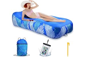BITOYO Canapé Gonflable, 195 x 70 cm Sofa Gonflable Matelas avec Mesh, Imperméable Canapé Gonflable Camping Hamac Chaise Longue avec Organisateur Pochette étanche Téléphone pour Plage,Piscine,Camping
