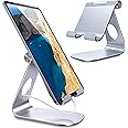 GVTECH Universal Tablet Stand, Adjustable Tablet Holder, Desktop Stand Dock Compatible with New iPad 2020 Pro 9.7, 10.5, 12.9, Air mini 2 3 4 5, Tab, Lenovo Tab other Tablets, Silver