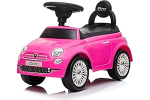 Porteur Enfant 1 an Fiat voiturette, Interactive avec klaxon et Sons de Moteur Push Car (Rose)