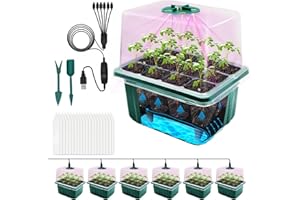 MQFORU Self Watering Seed Tray with Grow Light, 6 Pack 72 Cell Mini Greenhouse Adjustable Humidity,3 Light Settings Reusable Germination Trays Kits for Indoor Gardening Seeds Growing Starting