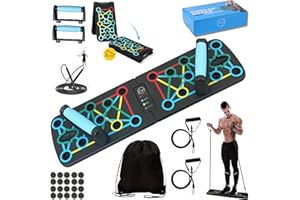 Xuza Push Up Board with Jump Rope | Multi-function Foldable Portable Press Up Board - Ultimate Home Gym Set, Storage Bag, Resistance Bands & Workout Guide - Great Gift for Men & Women