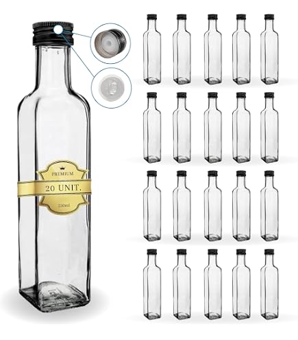 10 Bouteilles En Verre 700ml Avec Bouchon Doré - Parfaites Pour Rhum, Whisky, Vodka, Huile D'Olive, Liqueurs Ou Eau - Verre Épais, Fermeture Étanche