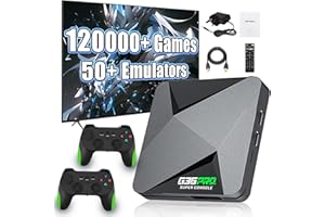 KINMRIS G36 PRO Retro Game Console, Video Emulator Games Console with Built in 120000+ Retro Game 50+ Emulator, EmuELEC & Android System, with 2 x 2.4G Wireless Controller, Plug and Play TV Video Games (256G)