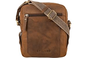STILORD 'Nash' Vintage Sac d'homme Cuir Petit Sacoche Bandoulière pour DIN A5 Tablette PC Sac Messager pour Hommes en Cuir véritable
