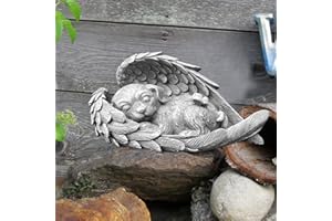 ‎MPLEHDA Hund Katze Engel Gartendeko Figuren, Tierstatue Hund Katzenengel Figur Gartenstatue, Haustier Denkmal Grab Marker Tribut Statue, Deko Gedenken Tier Garten Statue, Tier Garten Hund Katze Statue