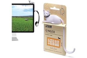 Monkey Business Ginger The Cat Tail Hook for Computer Screen, Tight Spaces, Hang Keys, Accessories in Easy Reach (White)