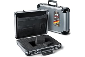 TitanCase M - Alukoffer 40x30x10 cm mit Würfelschaum, Universalkoffer, Drohnenkoffer, Pistolenkoffer, Werkzeugkoffer leer, mit Zahlenschloss, Titangrau