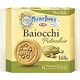 Mulino Bianco Biscotti Baiocchi al Pistacchio, Biscotti con Pistacchio e Pastafrolla Ideali per Colazione o Merenda, Senza Ol