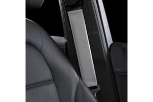 POKSRI 1pc Cuir de vache veritable Rembourrage de ceinture de securite,Housse protege ceinture voiture Coussin pour sangle, Accessoires pour conducteur,Sac a dos/epaule(Gris)