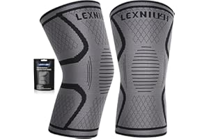 LEXNIUSH Ginocchiera Ortopedica per Uomo/Donne, 2 Pezzi tutore ginocchio per Artrosi, Menisco Lesionato, Lesioni dei Legamenti, Fascia Ginocchiere Sportiva, Palestra, Supporto per Ginocchio(M)