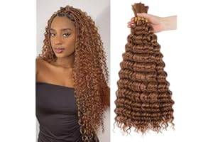 LPARMJIT Deep Wave Bulk hair for Braiding 18 inch 2 Bundles/Pack No Weft for Braiding Wavy Synthetic Braiding Hair Extensions for Boho Braids