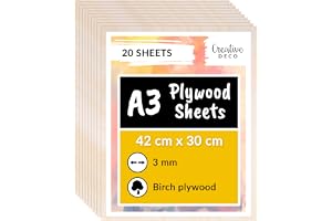 Creative Deco 20 x A3 Plywoodskivor 3mm | 420 x 300 x 3 mm (+/- 2mm)