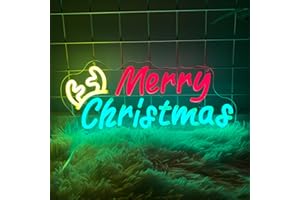 KAEGORT Merry Christmas Letras Luminosas Decorativas Neon personalizado 40 * 18cm Neon LED Lumin Decoración de Pared Luz de Neón Decoración para Fiestas Cumpleaños Graduaciones Decor(Alimentación USB)