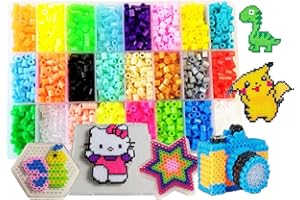 VYTUNG Perline da stirare-4500pcs 5mm 24Colore(4 brilla al buio) 3Pegboard+75modello (15 a grandezza naturale)+libretto di idee+5carta da stiro+Accessori artigianali fai da te Hama Beads